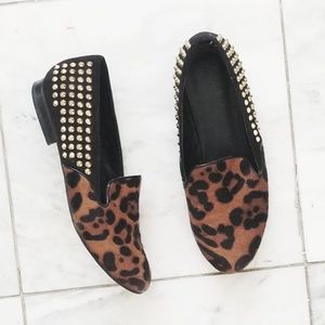 Kelsi Dagger leopard studded loafers
